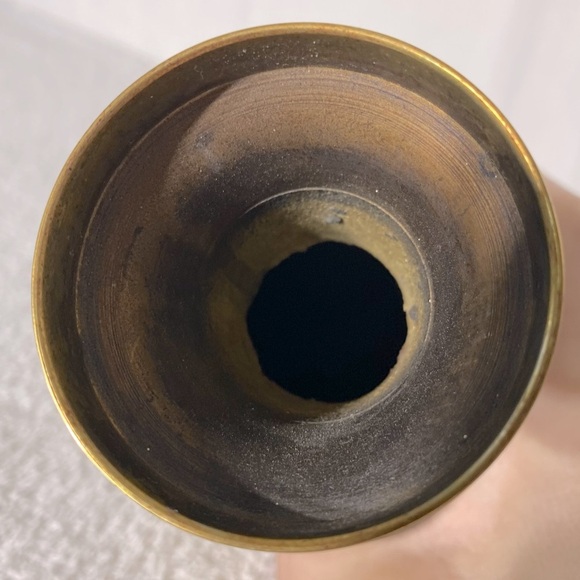 Vintage Elegant Brass Vase W Floral Pattern - Picture 7 of 10